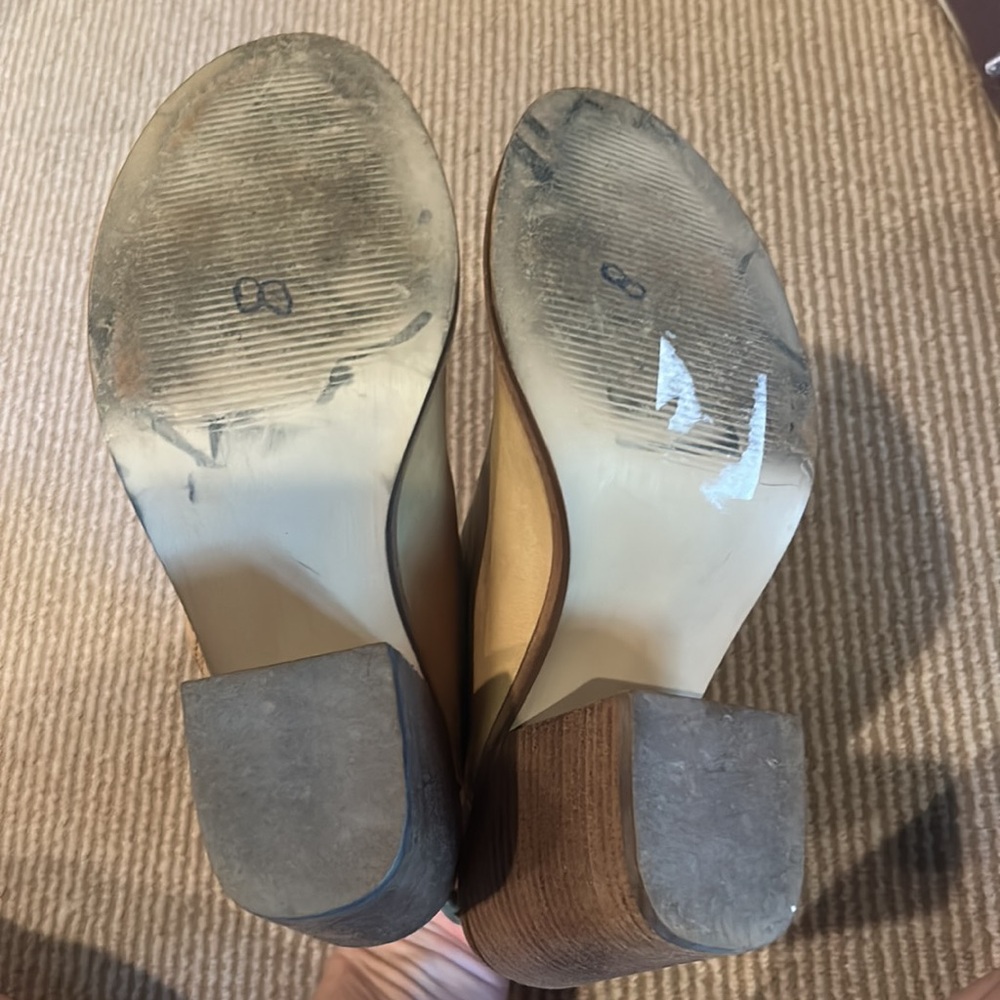 EUC STEVE MADDEN terraa peep toe tan leather heels size 8 - Picture 7 of 13
